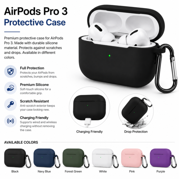 Premium AirPods Pro 3 Silicone Protective Case