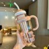 Cute Ice Cream Plastic Water Bottle with Straw & Handle