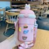 Cute 3D Cartoon Insulated Portable Glass Cup with Strap