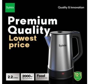 IMG-20260908-WA0008 Syinix 2.2L Electric Kettle – 2000W Stainless Steel