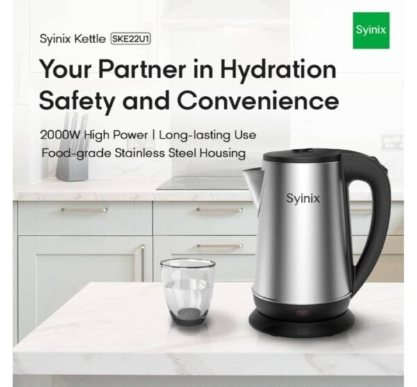 IMG-20260908-WA0012 Syinix 2.2L Electric Kettle – 2000W Stainless Steel
