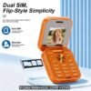 Mini Flip 2G Button Phone with Cute Phone Lanyard