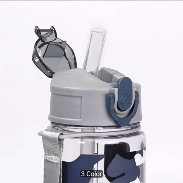 750ML Camouflage Sports Water Bottle with Straw & Lanyard