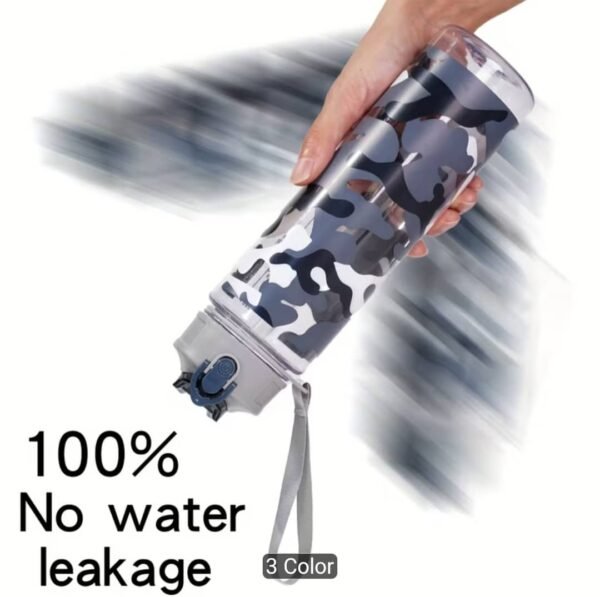 750ML Camouflage Sports Water Bottle with Straw & Lanyard