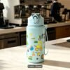 500ML Cute Dinosaur Water Bottle with Straw & Carrying Strap