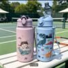 500ML Cute Dinosaur Water Bottle with Straw & Carrying Strap