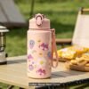 500ML Cute Dinosaur Water Bottle with Straw & Carrying Strap