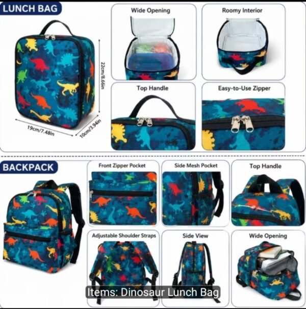 Dinosaur Insulated Lunch Bag for Kids